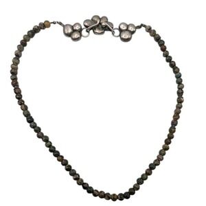 Silpada Sterling Silver Floral Toggle Necklace - Earth Tone Jasper Beaded Strand